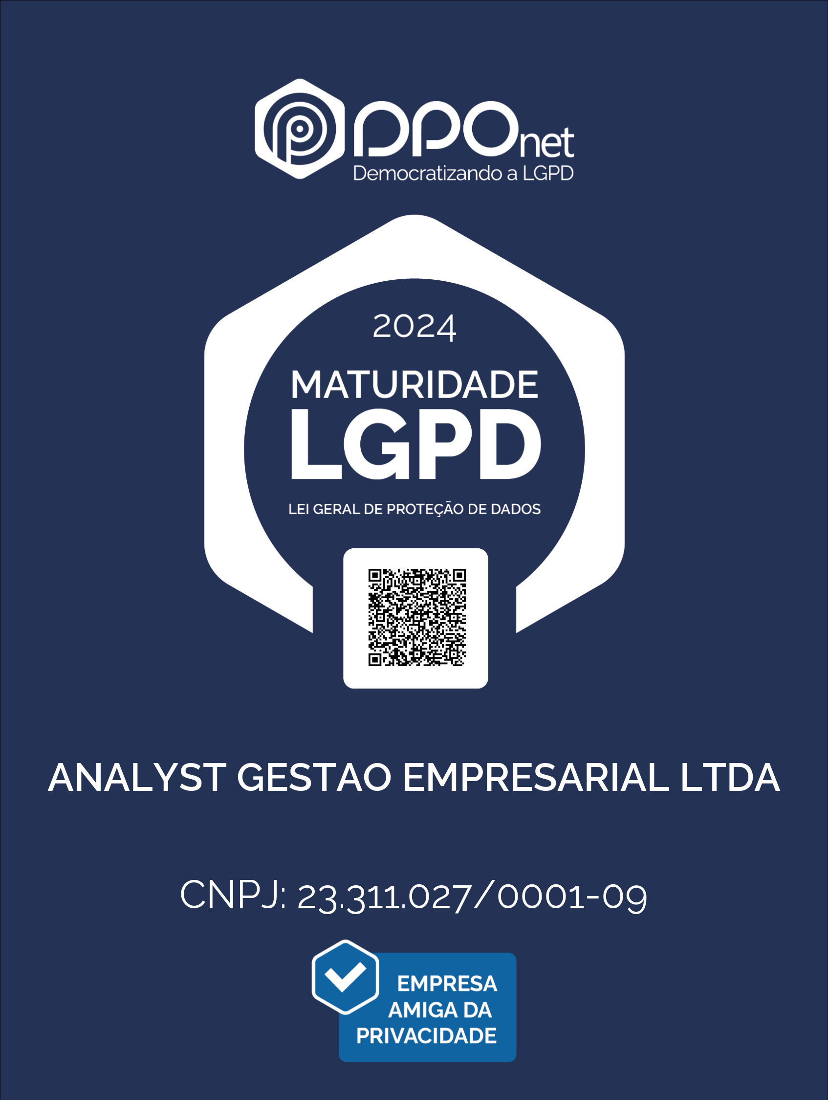 Selo de Maturidade LGPD 2024 - Analyst Gestão